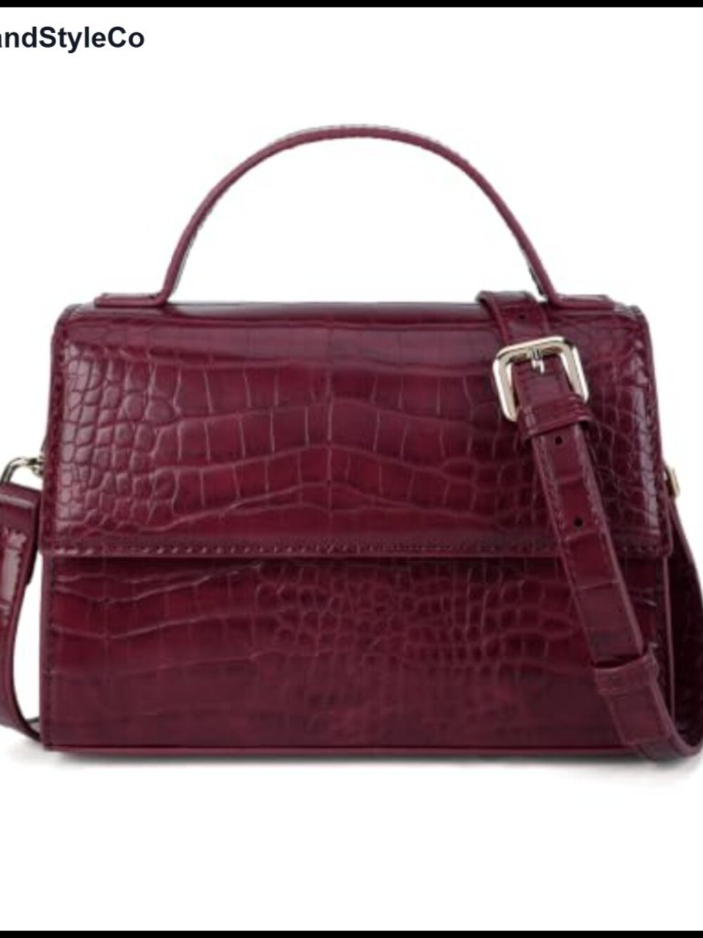 Small Crocodile Pattern PU Leather Crossbody Purse with Top Handle and Shoulder